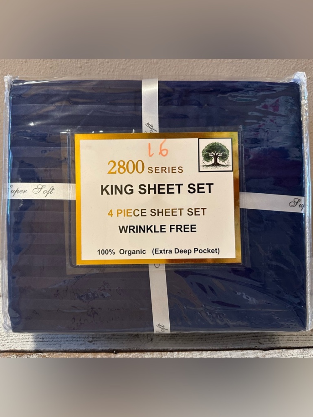 100% Organic Cotton Percale King Size Sheet Set - NIP